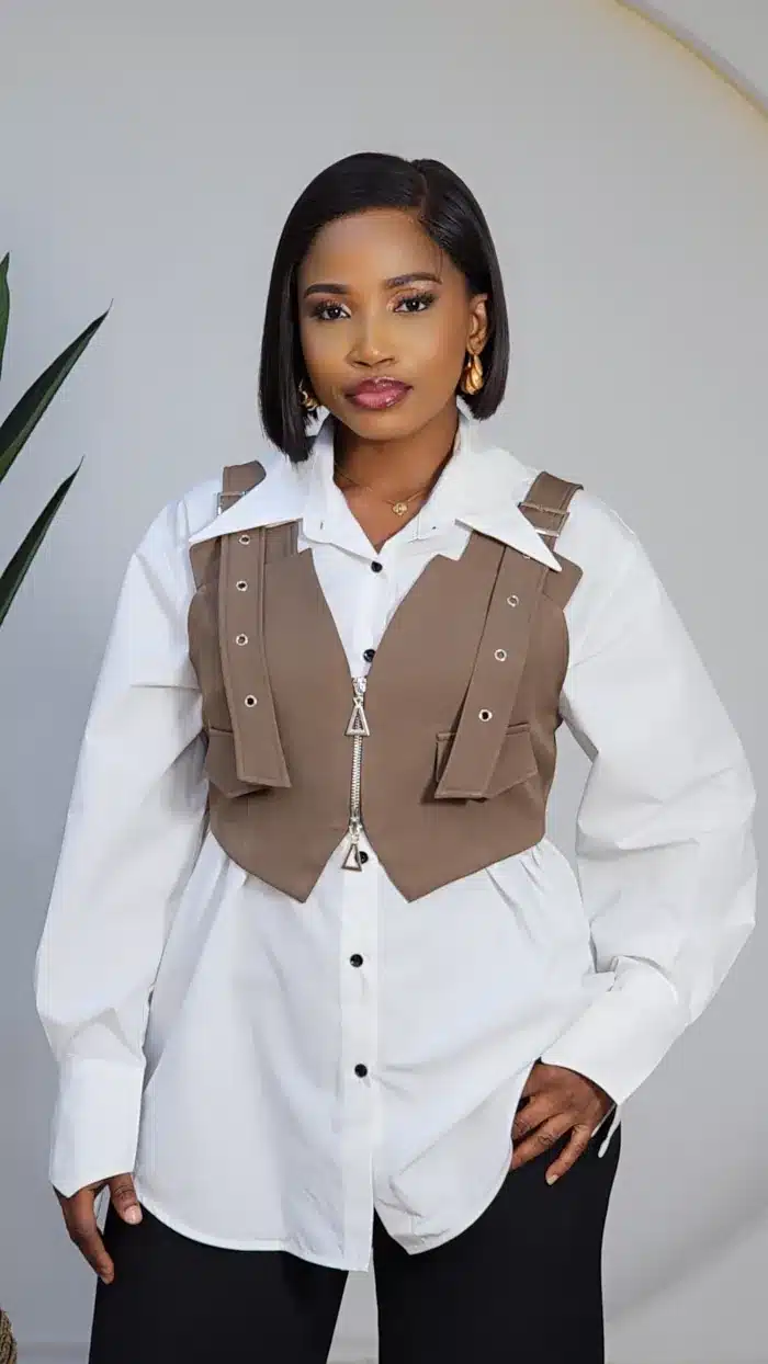 BUCKLE WAIST COAT 2IN1 & SHIRT SET 3329