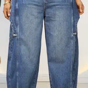 DOUBLE SIDE BUTTON DETAILED BARREL JEANS 8853