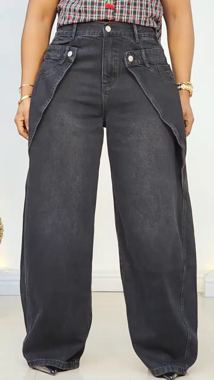 DOUBLE SIDE OVERLAP WAIST MOM JEAN 8827