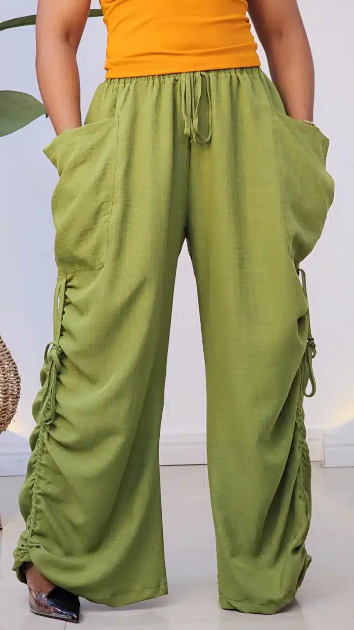DOUBLE SIDE RUCH POCKET BARREL JOGGERS 2108