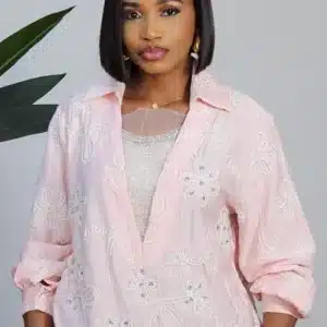 EMBROIDERY GLITTERS LAYERS CHEST SHIRT 90783