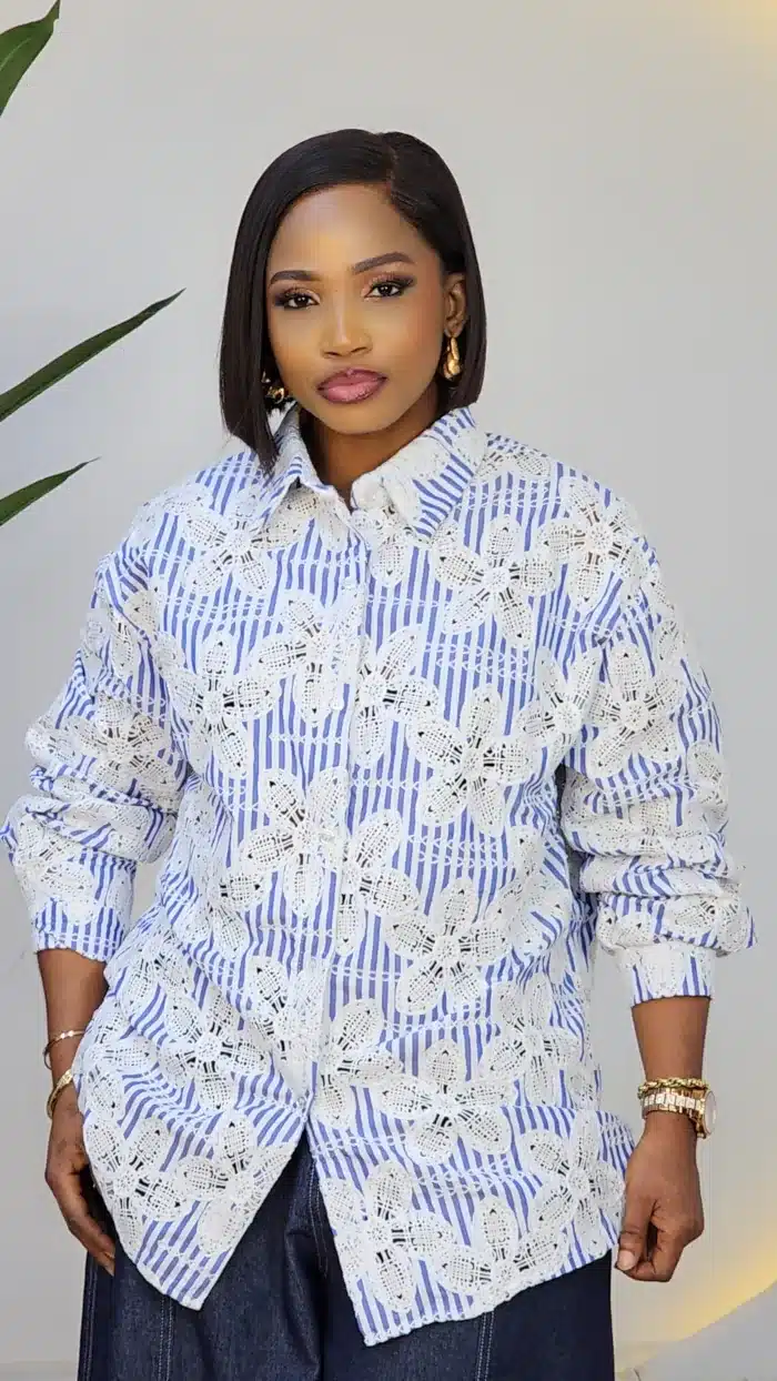 EMBROIDERY STRIPE SHIRT 2108