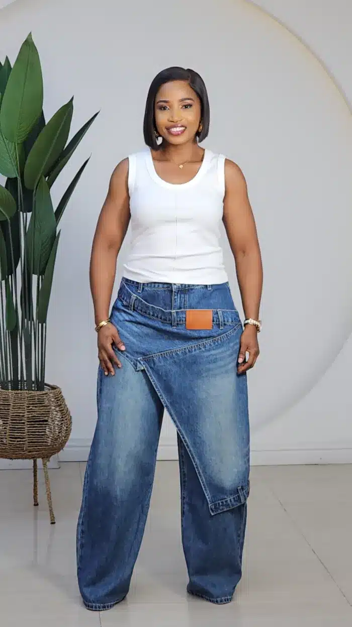 FRONT WRAP MOM JEANS 8835