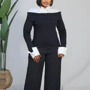 KNIT 2IN1 LONG SLEEVE COLLAR TOP 9910 - Image 5