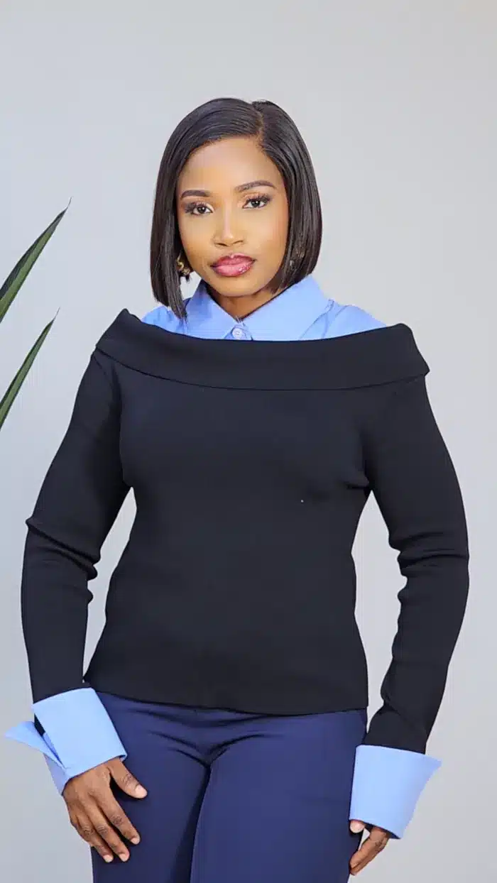 KNIT 2IN1 LONG SLEEVE COLLAR TOP 9910