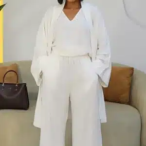 LINEN 3IN1 PANT & KIMONO SET 2708 - Image 4
