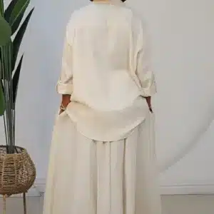 LINEN BUTTON DOWN MAXI SKIRT & SHIRT SET 96078 - Image 7