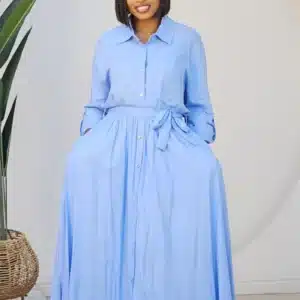 LINEN BUTTON DOWN MAXI SKIRT & SHIRT SET 96078 - Image 2