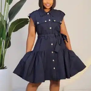 MILITARY INSPIRED HEM DENIM DRESS 2708 - Image 3
