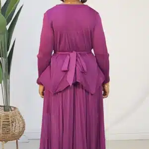 MIYAKI STUD PEPLUM TOP & PLEAT SKIRT SET 2708 - Image 9