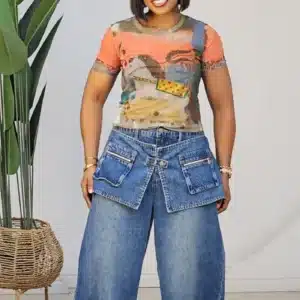 WAIST WRAP ZIP POCKET MOM JEAN 8819 - Image 3