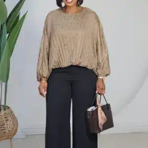 PATTERN ELASTIC WAIST KIMONO SLEEVE TOP 8820 - Image 6