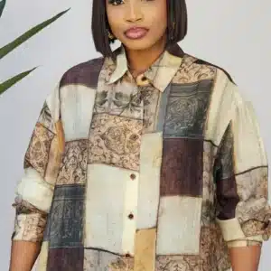 PATTERN LONG SLEEVE TISSUE SHIRT JF886