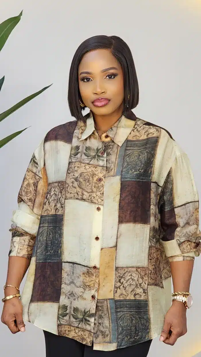 PATTERN LONG SLEEVE TISSUE SHIRT JF886
