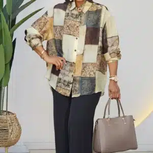 PATTERN LONG SLEEVE TISSUE SHIRT JF886 - Image 4