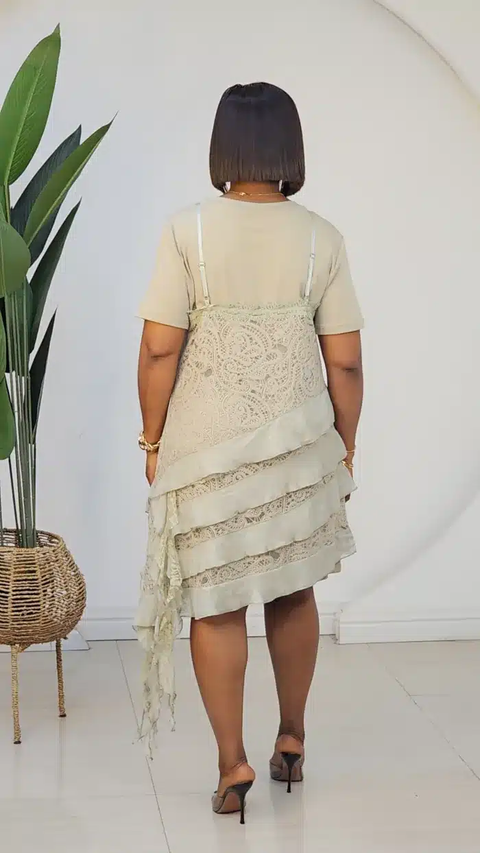 SLANT LACE 2IN1 SPAG & TSHIRT DRESS 9107 - Image 3
