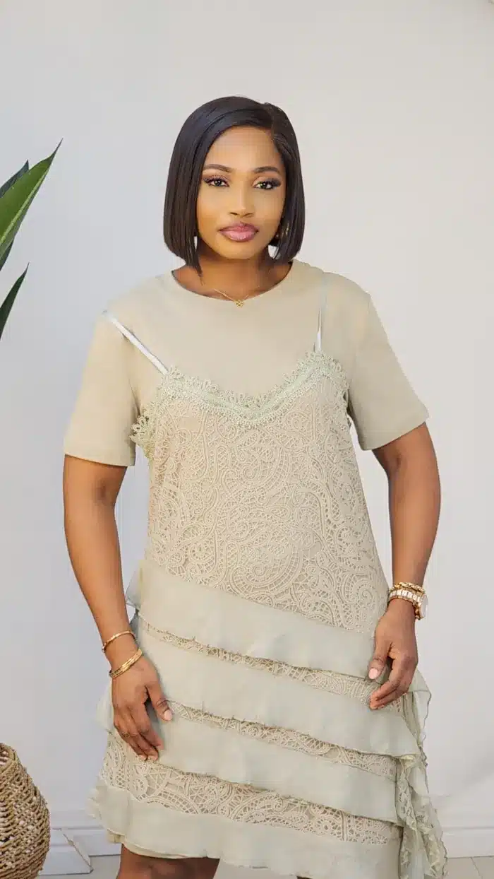SLANT LACE 2IN1 SPAG & TSHIRT DRESS 9107 - Image 2
