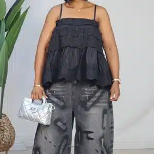 SPAG SMOKEY LACE HEM SWING TOP 68048 - Image 9