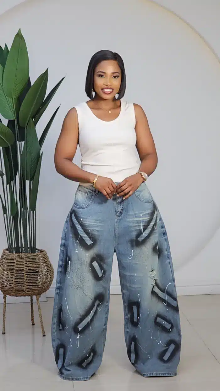 SPLASH FRONT BAGGY MOM JEANS 88003