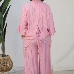 STRIPE BACK KNOT SHIRT & PANT SET 6060 - Image 5