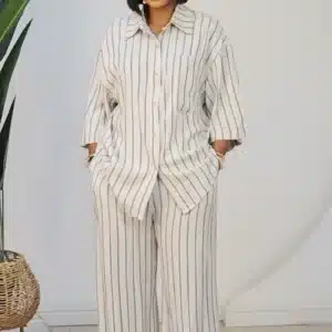 STRIPE BACK KNOT SHIRT & PANT SET 6060 - Image 4