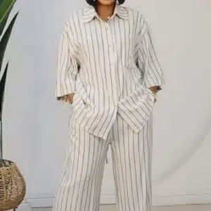 STRIPE BACK KNOT SHIRT & PANT SET 6060 - Image 2