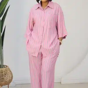 STRIPE BACK KNOT SHIRT & PANT SET 6060 - Image 3