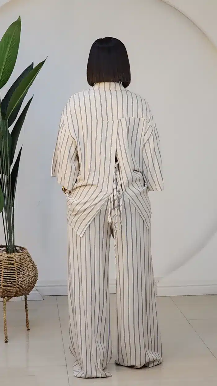 STRIPE BACK KNOT SHIRT & PANT SET 6060 - Image 6