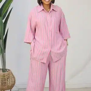 STRIPE BACK KNOT SHIRT & PANT SET 6060