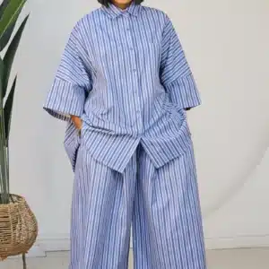 STRIPE BAGGY SHIRT & PANT SET 1308 - Image 2