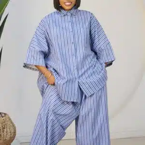 STRIPE BAGGY SHIRT & PANT SET 1308 - Image 3