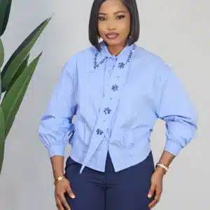 STRIPE STUDDED DRAPE COLLAR SHIRT 57006 - Image 3