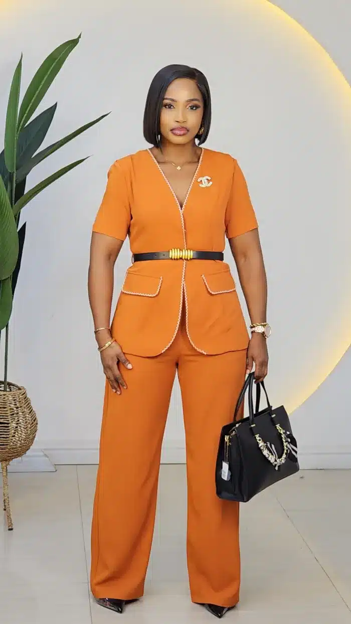 TRIM DETAILED JACKET & PANT SET 88613