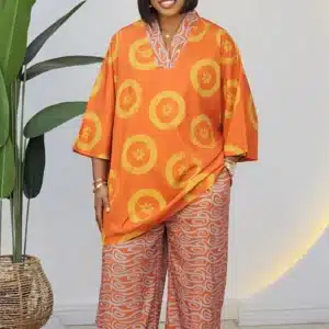 V-NECK PATTERN PRINT TOP & PANT SET 73351