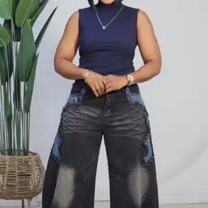WAIST PATCH MOM JEANS 8916
