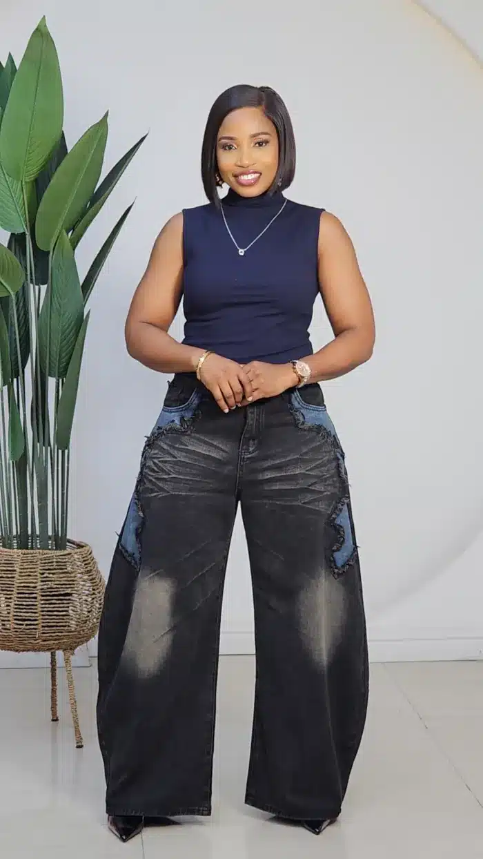 WAIST PATCH MOM JEANS 8916