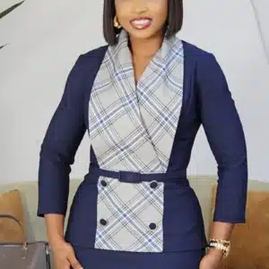 2-TONE PLAID CHEST PEPLUM DRESS 26152 1 POSH 'N' SASSY