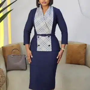 2-TONE PLAID CHEST PEPLUM DRESS 26152 2 POSH 'N' SASSY