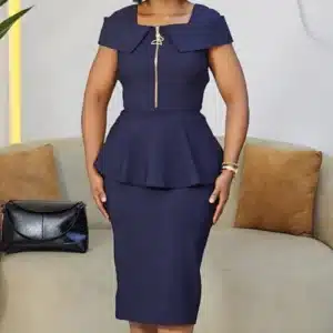 FRONT ZIP CAPE PEPLUM DRESS 26127 - Image 2