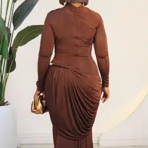 HIGH NECK RUCH & TWIST WAIST DETAILED DRESS 2649 5 POSH 'N' SASSY