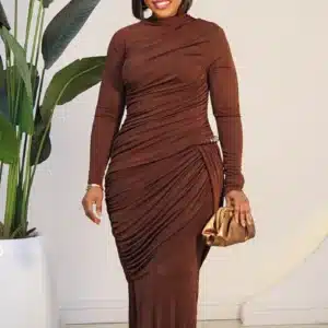 HIGH NECK RUCH & TWIST WAIST DETAILED DRESS 2649 6 POSH 'N' SASSY