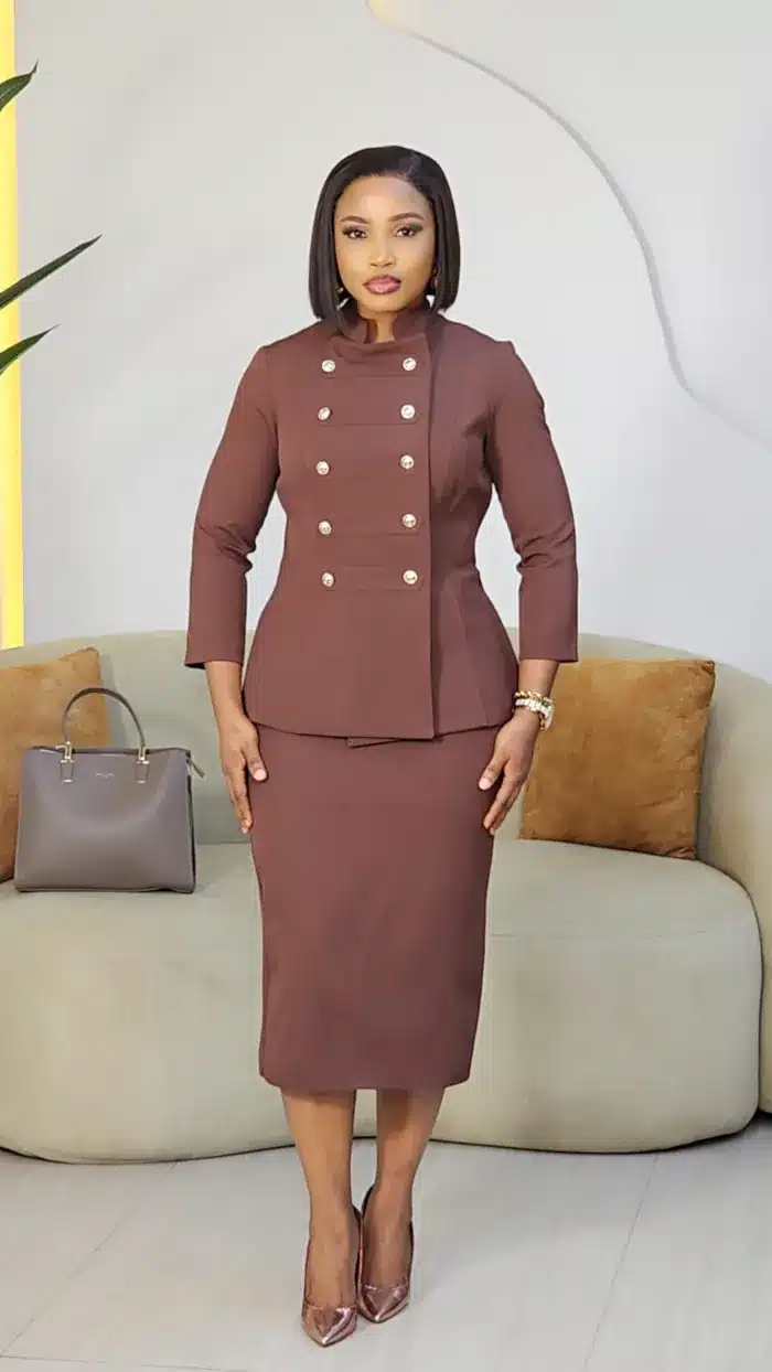 MILITARY INSPIRED BUTTON CHEST PEPLUM DRESS 2970