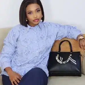 STRIPE RUFFLE EMBROIDERY STUD SHIRT 1709 - Image 5