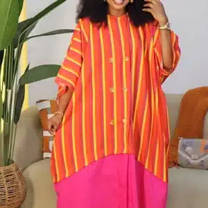 2-TONE STRIPE MIDI ABAYA DRESS 1510