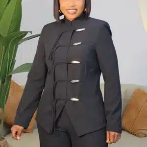 FRINGE FRONT BUTTON JACKET & PANT SET X010 2 POSH 'N' SASSY