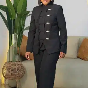 FRINGE FRONT BUTTON JACKET & PANT SET X010 3 POSH 'N' SASSY