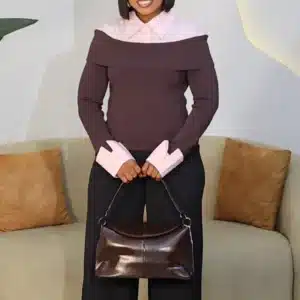 KNIT 2IN1 LONG SLEEVE COLLAR TOP 9910 - Image 6