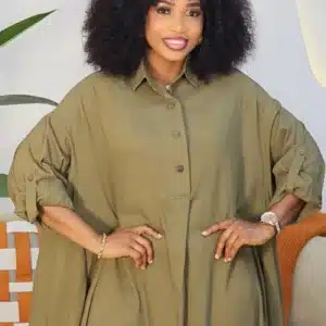 LINEN TURN-UP SLEEVE MAXI DRESS 3145 - Image 5