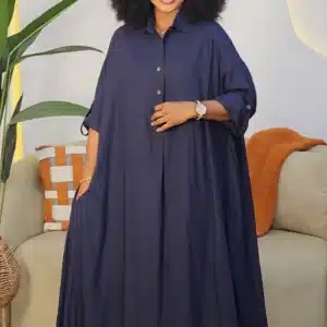 LINEN TURN-UP SLEEVE MAXI DRESS 3145 - Image 4