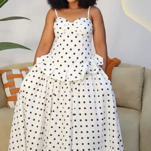 POLKA DOT SPAG PEPLUM SKATER DRESS 906 - Image 8